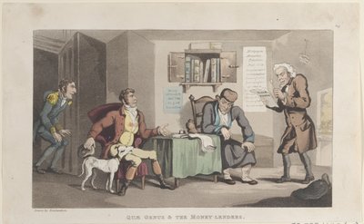 Quae Genus & Die Geldverleiher, aus Die Geschichte von Johnny Quae Genus, The L..., 1. September 1821 von Thomas Rowlandson