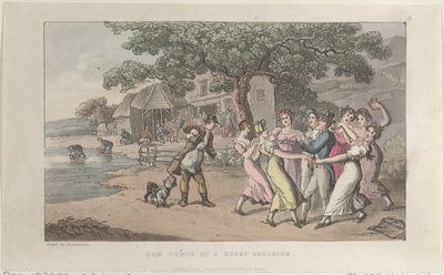 Quae Genus bei einer Schafschur, aus Die Geschichte von Johnny Quae Genus, Der Li..., 1. Februar 1822 von Thomas Rowlandson