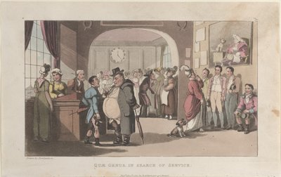 Quae Genus auf der Suche nach Dienst, aus Die Geschichte von Johnny Quae Genus von Thomas Rowlandson