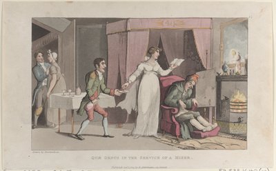 Quae Genus im Dienst eines Geizhalses, aus The History of Johnny Quae Genus, 1. Oktober 1821 von Thomas Rowlandson