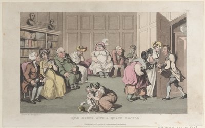 Quae Genus mit einem Quacksalber, aus The History of Johnny Quae Genus, The Lit..., 1. Oktober 1821 von Thomas Rowlandson