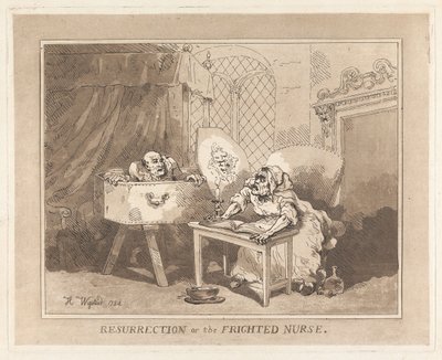 Auferstehung oder die erschrockene Krankenschwester von Thomas Rowlandson