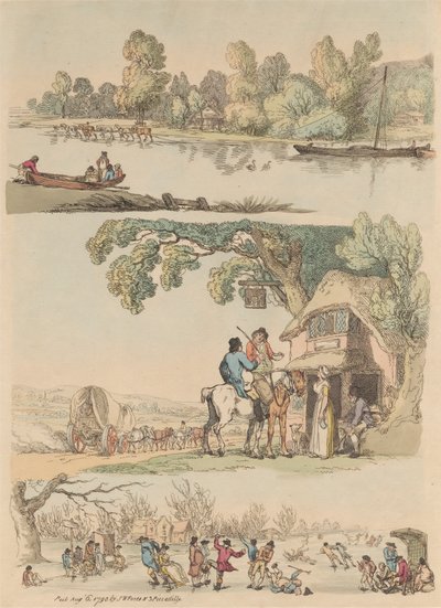 Satz von sechzehn: Umrisse von Figuren und Landschaften von Thomas Rowlandson