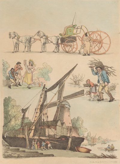 Satz von sechzehn: Umrisse von Figuren und Landschaften von Thomas Rowlandson