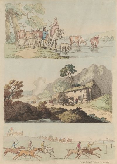 Satz von sechzehn: Umrisse von Figuren und Landschaften von Thomas Rowlandson