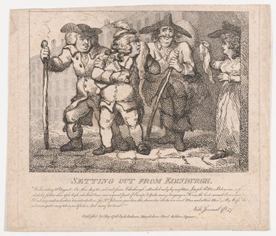 Abfahrt aus Edinburgh, Malerische Schönheiten von Boswell, Teil der Zweite, 30. Mai 1786 von Thomas Rowlandson