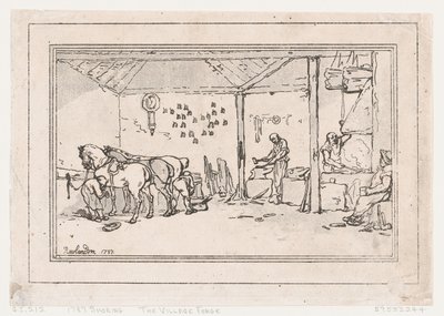 Beschlagen: Die Dorfschmiede, 1787 von Thomas Rowlandson