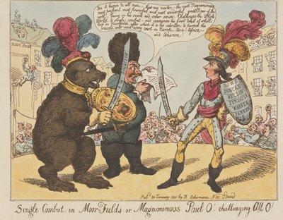 Einzelkampf in Moorfields oder Großmütiger Paul O! - Fordert alle heraus O! (aus: Karikatur, Bd. 4) von Thomas Rowlandson