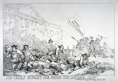 Sir Cecils Budget zur Begleichung der Staatsschulden, 1874 von Thomas Rowlandson