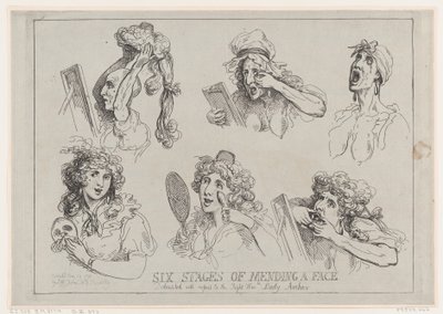 Sechs Stufen der Gesichtskorrektur, gewidmet mit Respekt an die ehrenwerte Lady Ar..., 29. Mai 1792 von Thomas Rowlandson