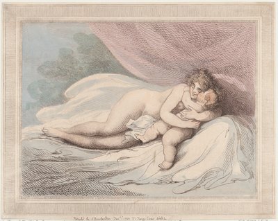 Schlafende Venus, die ein Kind kuschelt von Thomas Rowlandson