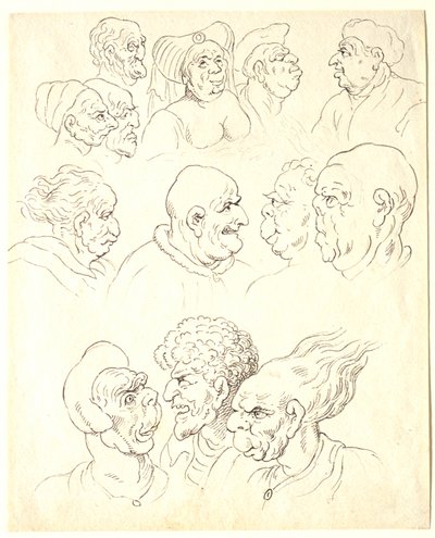 Studien grotesker Köpfe von Thomas Rowlandson