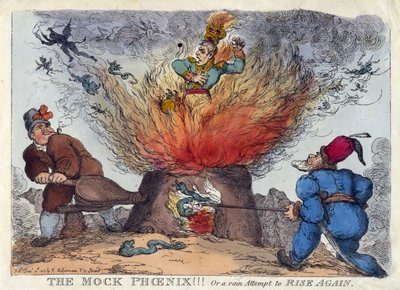 Der falsche Phönix! Oder ein vergeblicher Versuch, wieder aufzustehen von Thomas Rowlandson