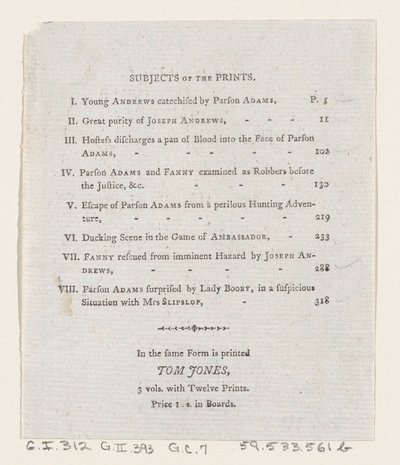 Inhaltsverzeichnis: Die Abenteuer von Joseph Andrews und sein Freund Mr. Abraham Adams von Thomas Rowlandson
