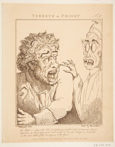 Terrour oder Schrecken Le Brun Travestiert, oder Karikaturen der Leidenschaften, 21. Januar 1800 von Thomas Rowlandson