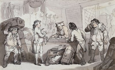 Das Kutschbuchungsbüro: Thomas Rowlandson und Henry Wigstead buchen ihre Passage von Thomas Rowlandson