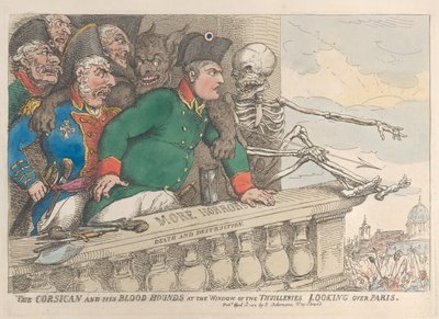 Der Korsikaner und seine Bluthunde am Fenster der Thuilleries, 16. April 1815 von Thomas Rowlandson
