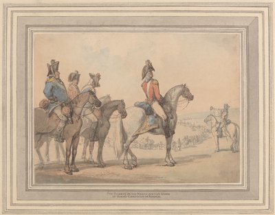 Die Wachen auf dem Marsch für die Kampagne des Herzogs von York in Frankreich von Thomas Rowlandson