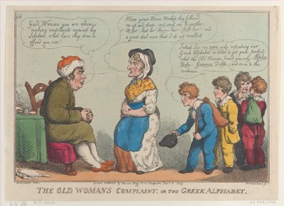 Die Beschwerde der alten Frau oder das griechische Alphabet, 15. Januar 1809 von Thomas Rowlandson