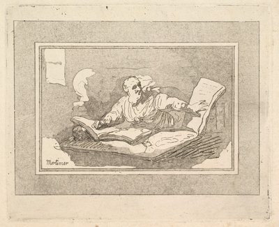 Der Philosoph Bärtiger alter Mann, der ein Buch kopiert, 1783-87 von Thomas Rowlandson
