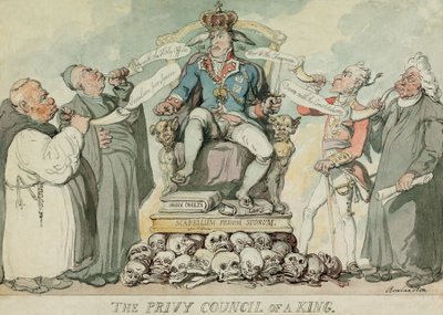 Der Geheimrat eines Königs, veröffentlicht 1815 (handkolorierter Stich) von Thomas Rowlandson