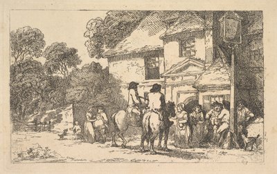 Die Drei Hufeisen, ein Gasthaus am Straßenrand von Thomas Rowlandson