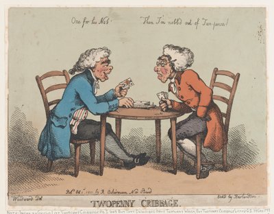 Zwei-Penny-Cribbage, 1. Oktober 1810 von Thomas Rowlandson