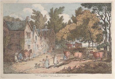 Ansicht eines Bauernhauses in Hengar, Cornwall, aus Ansichten in Cornwall, 12. April 1812 von Thomas Rowlandson