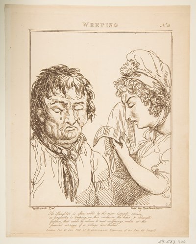 Weinender Le Brun Travestiert, oder Karikaturen der Leidenschaften, 21. Januar 1800 von Thomas Rowlandson