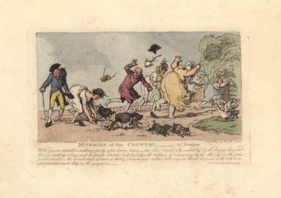 Frau kurz davor, mit ihren Schuhen im Schlamm zu stürzen von Thomas Rowlandson