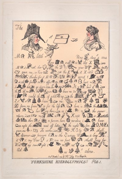Yorkshire Hieroglyphen, Tafel 1, 8. März 1809 von Thomas Rowlandson