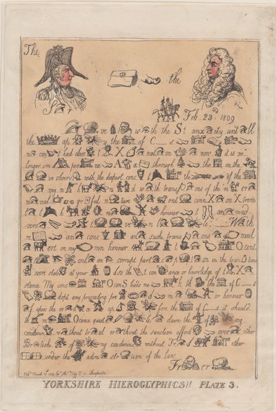 Yorkshire Hieroglyphen, Platte 3, 13. März 1809 von Thomas Rowlandson