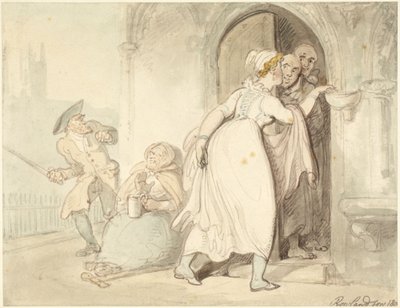 Junge Frau an der Kirchentür oder Beichte von Thomas Rowlandson