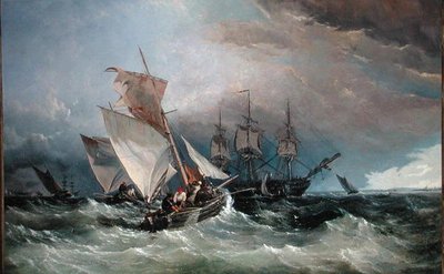 Shrimp-Kutter vor dem Nore, Sheerness in der Ferne, um 1854 von Thomas Sewell Robins