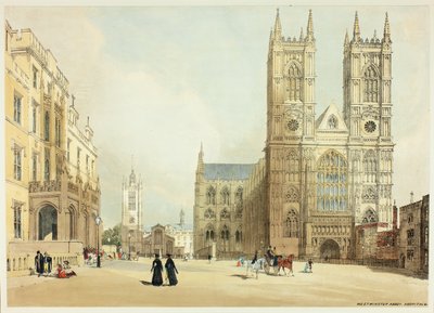 Westminster Abbey, Hospital und Company, Platte sieben aus Original Views of London as It Is von Thomas Shotter Boys