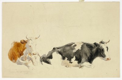 Zwei liegende Kühe (recto); Skizze einer stehenden Kuh (verso) von Thomas Sidney Cooper