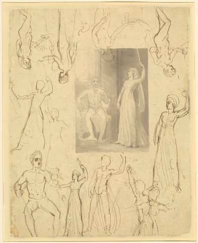 Entwurf für eine Buchillustration von Circe und Odysseus [recto] von Thomas Stothard