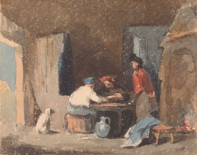 Figuren an einem Tisch in einer Hütte von Thomas Sully