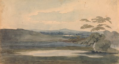 Landschaft mit Bäumen und Bergen, See im Vordergrund von Thomas Sully