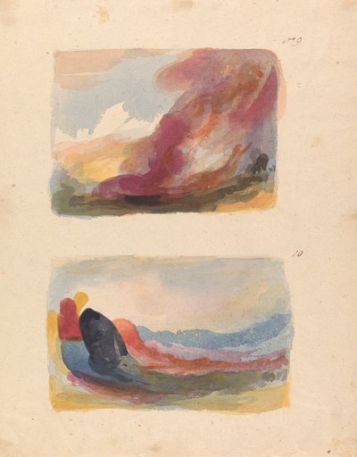 Zwei Zeichnungen auf einem Blatt: Landschaft - Farbwaschung, Tizian (Nr. 9); Landschaft - Farbwaschung, Rubens (Nr. 10) von Thomas Sully
