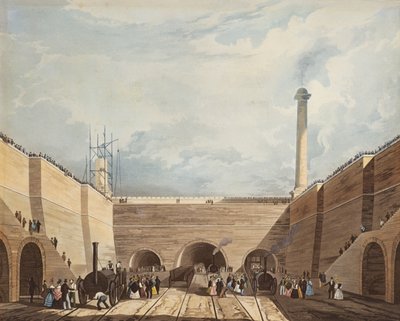 Eingang der Eisenbahn bei Edge Hill, Liverpool, graviert von H. Pyall, 1831 von Thomas Talbot Bury