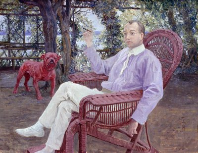 Der Münchner Verleger Albert Langen im Garten von Thomas Theodor Heine