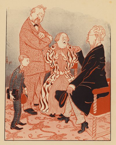 Lehrer erklärt den Eltern eines Jungen, warum er von der Schule verwiesen wurde von Thomas Theodor Heine