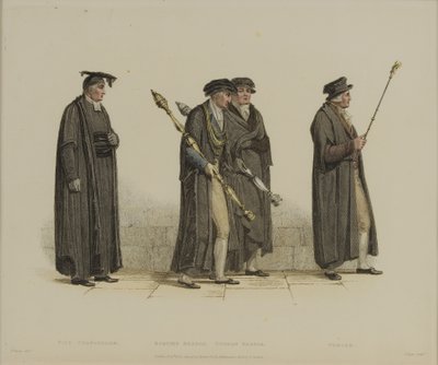 Vizekanzler, Esquire Beadle, Yeoman Beadle, Verger, graviert von J. Agar, veröffentlicht in R. Ackermanns 