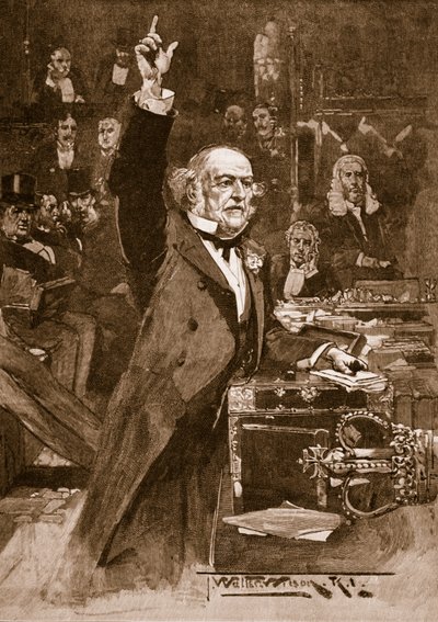 Einführung des Home Rule Bill: Mr. Gladstone hält seine Schlussrede, 1886, Illustration aus 