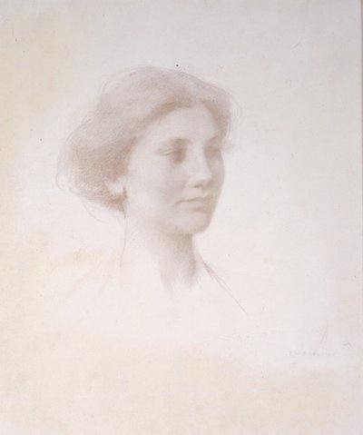 Kopf eines Mädchens, ca. 1909 von Thomas Wilmer Dewing