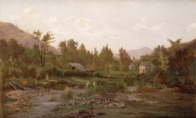 Landschaft mit Bäumen und Häusern, 1890er Jahre von Thomas Worthington Whittredge