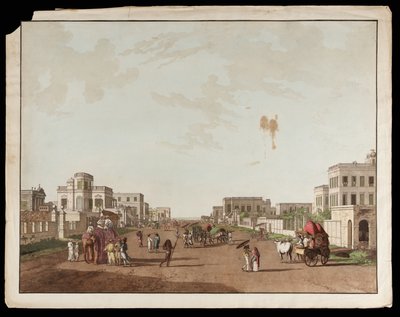 Old Court House Street, Blick nach Süden aus den Ansichten von Kalkutta von Thomas und William Daniell