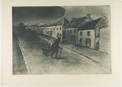 Landstreicher zieht durch ein schlafendes Dorf von Théophile Alexandre Pierre Steinlen