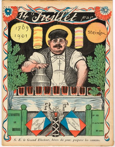 Cover von „Der Butterteller“, satirisch in Farben von Théophile Alexandre Steinlen